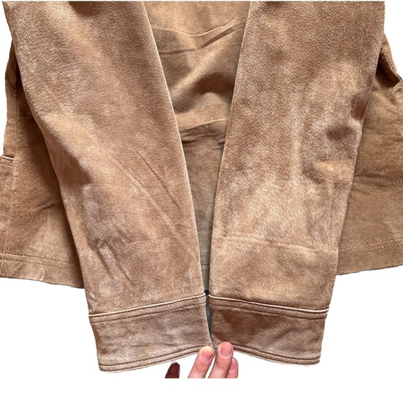 Coldwater Creek Tan Leather Jacket Womens Small Snaps Suede Equestrian Western - Picture 12 of 14